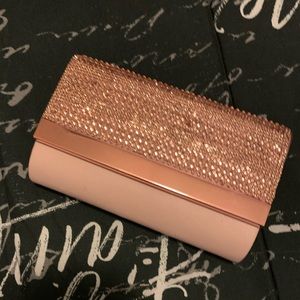 Rose gold rhinestone mini clutch